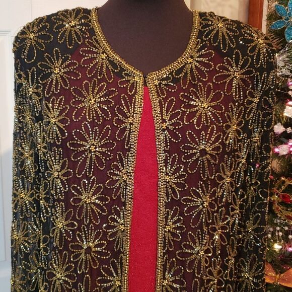 VNTG Mark & John Black n Gold Silk Jacket - Picture 2 of 8